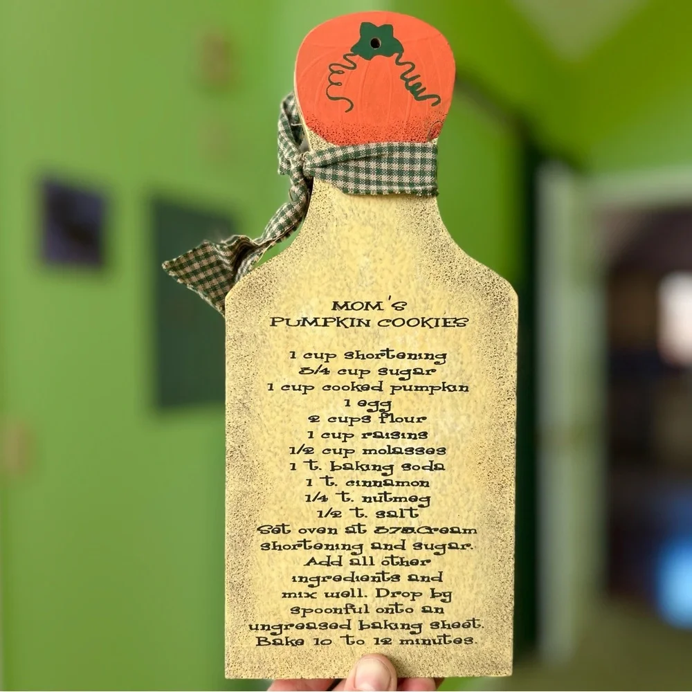 VTG Rustic Cottagecore Kitchen Classic Mom's Pumpkin Cookies Recipe Wall Art